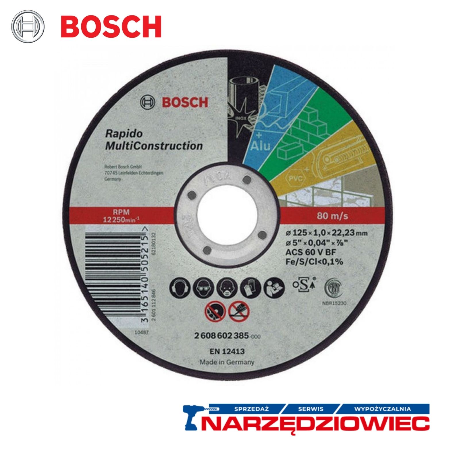 BOSCH TARCZA TNĄCA RAPIDO MC 125 x1,0 PROSTA  