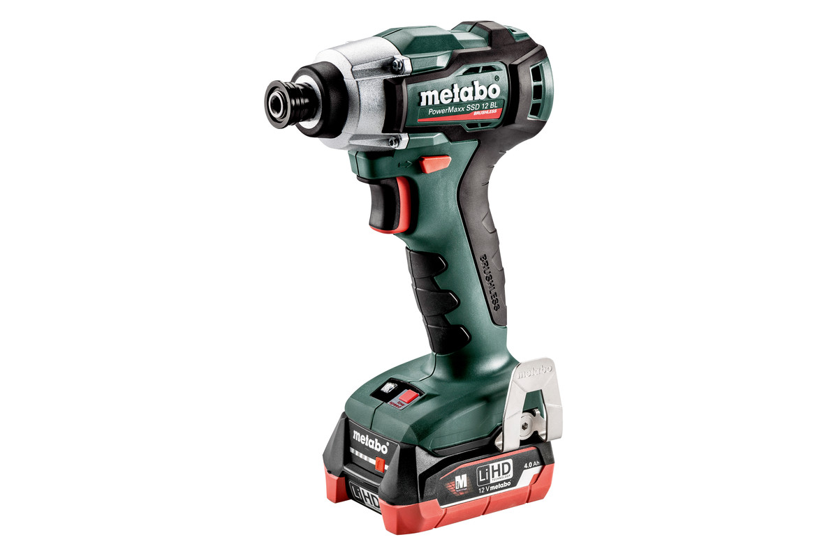 METABO PowerMaxx SSD 12 BL w walizce metaBOX 118, z ładowarką ASC 55 + 2 akumulatory Li-HD 12 V / 4,0 Ah